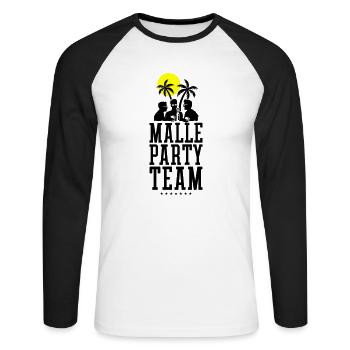 Malle Party Team Holidays Mallorca - Unisex Long Sleeve Baseball T-Shirt - white/black - Front - Nik (191cm)