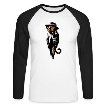 Leopard dandy - Unisex Long Sleeve Baseball T-Shirt - white/black - Front - Nik (191cm)