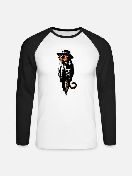 Leopard dandy - Unisex Long Sleeve Baseball T-Shirt - white/black
