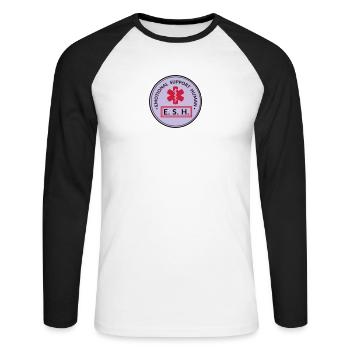 Emotional Support Human - Unisex Baseballshirt langarm - Weiß/Schwarz - Vorne - Nik (191cm)