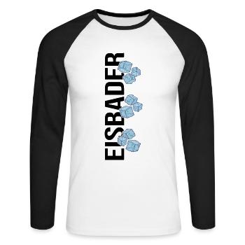 Eisbader Winterschwimmen "winter-vibes" Eisbad - Unisex Baseballshirt langarm - Weiß/Schwarz - Vorne - Nik (191cm)
