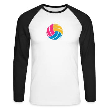 Le ballon de volley-ball - T-shirt baseball manches longues Homme - blanc/noir - Devant - Nik (191cm)