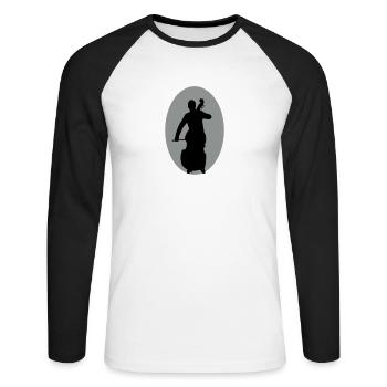 contrebasse - T-shirt baseball manches longues Homme - blanc/noir - Devant - Nik (191cm)