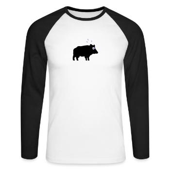 Angstschwitzendes Wildschwein - Unisex Baseballshirt langarm - Weiß/Schwarz - Vorne - Nik (191cm)