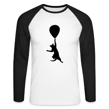 Ballon de chat - T-shirt baseball manches longues Homme - blanc/noir - Devant - Nik (191cm)