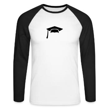 Hat diploma icon 7062 - Unisex Long Sleeve Baseball T-Shirt - white/black - Front - Nik (191cm)