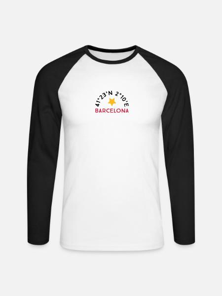 Barcelona - Unisex Long Sleeve Baseball T-Shirt - white/black