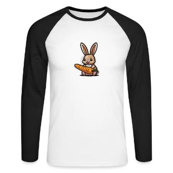 A Bunnys Dream (Magical Animals Collection) - Unisex Long Sleeve Baseball T-Shirt - white/black - Front - Nik (191cm)