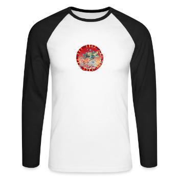 Turtle_Ocean - Unisex Baseballshirt langarm - Weiß/Schwarz - Vorne - Nik (191cm)