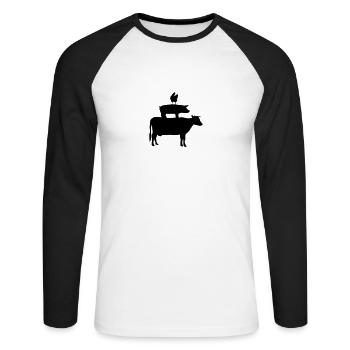 Cow, Pig & Chicken - Unisex Long Sleeve Baseball T-Shirt - white/black - Front - Nik (191cm)