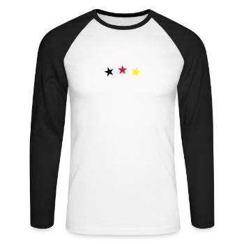 sterne sport fußball - Unisex Baseballshirt langarm - Weiß/Schwarz - Vorne - Nik (191cm)