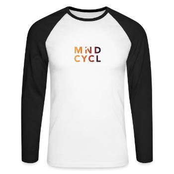 MindCycl Logo Rechteck Colour Gradient - Unisex Baseballshirt langarm - Weiß/Schwarz - Vorne - Nik (191cm)