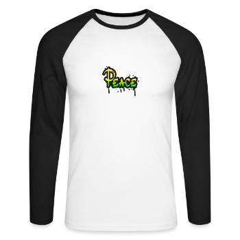 Frieden - Unisex Baseballshirt langarm - Weiß/Schwarz - Vorne - Nik (191cm)