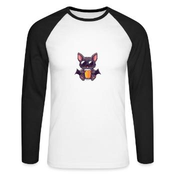 Bat Après-Ski Bière Bande Dessinée - T-shirt baseball manches longues Homme - blanc/noir - Devant - Nik (191cm)
