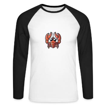 Crabe homard Cool Animal - T-shirt baseball manches longues Homme - blanc/noir - Devant - Nik (191cm)