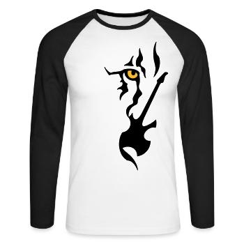 Rock and Roar Guitar Solo - Unisex Baseballshirt langarm - Weiß/Schwarz - Vorne - Nik (191cm)