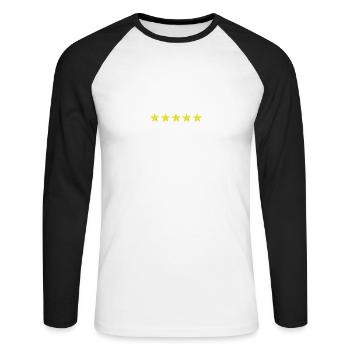 5-sterne in 3D - Symbol, Vorlage - Unisex Baseballshirt langarm - Weiß/Schwarz - Vorne - Nik (191cm)