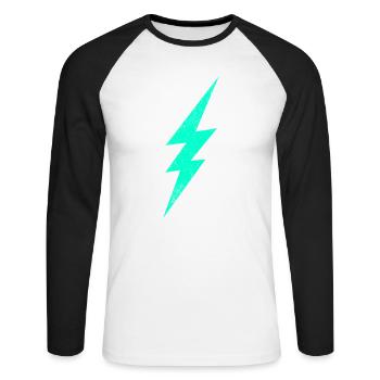 Electric flash graphic on trendy H interior - Unisex Long Sleeve Baseball T-Shirt - white/black - Front - Nik (191cm)