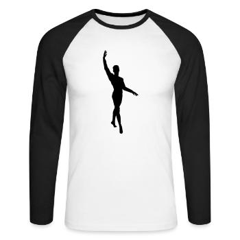 Danseuse de ballet vecteur Silhouette - T-shirt baseball manches longues Homme - blanc/noir - Devant - Nik (191cm)