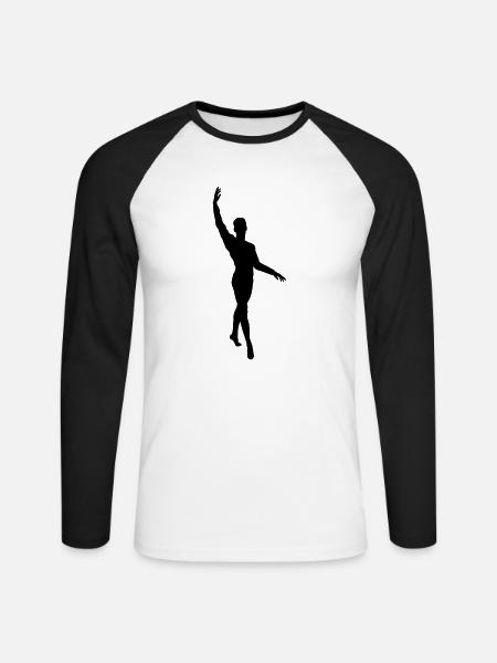 Vector Ballet dancer Silhouette - Unisex Long Sleeve Baseball T-Shirt - white/black