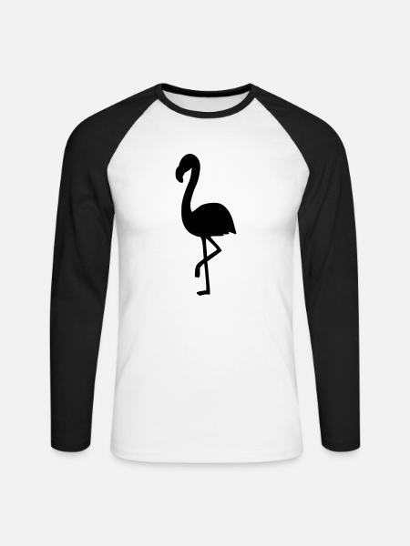 Flamingo 2 - Unisex Baseballshirt langarm - Weiß/Schwarz