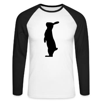 stehender Hase Kaninchen Häschen bunny Osterhase - Unisex Baseballshirt langarm - Weiß/Schwarz - Vorne - Nik (191cm)