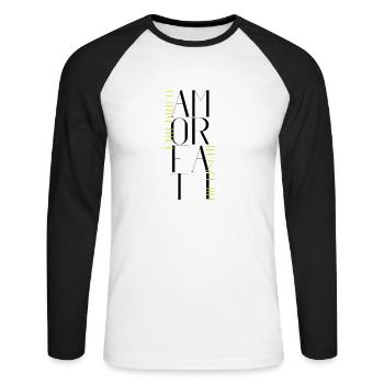 Cupid Fati - Aimez votre destin - Nietzsche - T-shirt baseball manches longues Homme - blanc/noir - Devant - Nik (191cm)