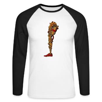 Steampunk Prosthesis - Unisex Long Sleeve Baseball T-Shirt - white/black - Front - Nik (191cm)