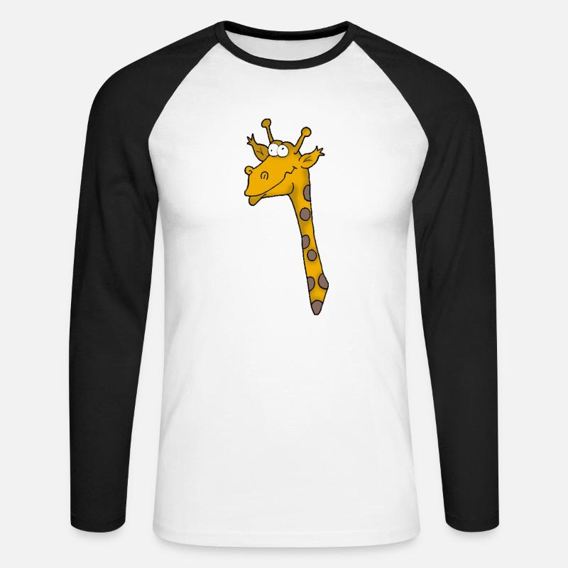 Giraffe 3 - Unisex Baseballshirt langarm - Weiß/Schwarz