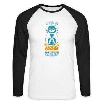 Je suis une maman pingouin tout comme une maman normale sauf Mu - T-shirt baseball manches longues Homme - blanc/noir - Devant - Nik (191cm)