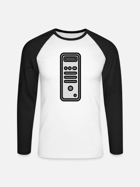 Chassis Computer Tower Icon - Unisex Long Sleeve Baseball T-Shirt - white/black