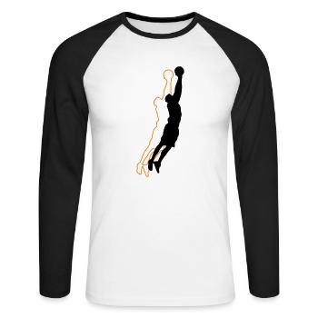 Silhouette de basketteur 2 - T-shirt baseball manches longues Homme - blanc/noir - Devant - Nik (191cm)
