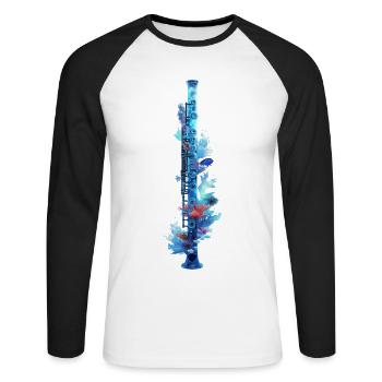Flûte de poisson - T-shirt baseball manches longues Homme - blanc/noir - Devant - Nik (191cm)