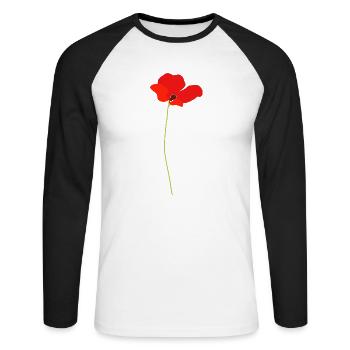 Mohnblume - Unisex Baseballshirt langarm - Weiß/Schwarz - Vorne - Nik (191cm)