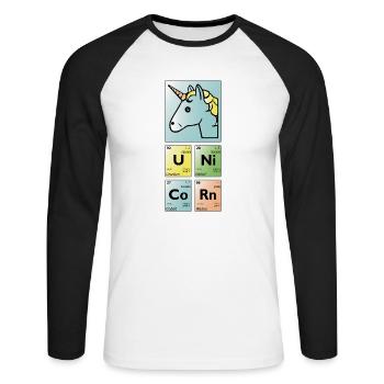 unicorn periodic table - Unisex Long Sleeve Baseball T-Shirt - white/black - Front - Nik (191cm)
