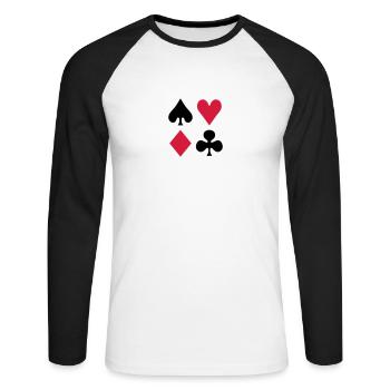Poker - Unisex Baseballshirt langarm - Weiß/Schwarz - Vorne - Nik (191cm)