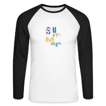 Été / Sommer - T-shirt baseball manches longues Homme - blanc/noir - Devant - Nik (191cm)