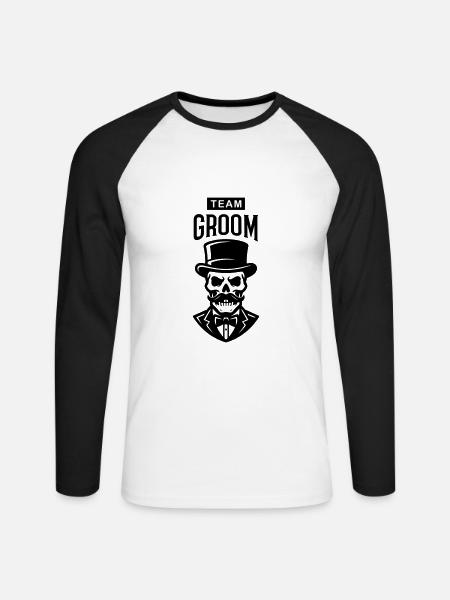 Team Groom Skeleton - T-shirt baseball manches longues Homme - blanc/noir
