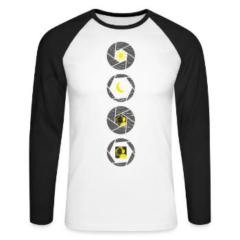 Aperture depth of field - Unisex Long Sleeve Baseball T-Shirt - white/black - Front - Nik (191cm)