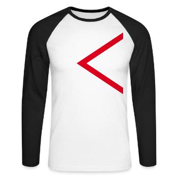 Red arrow - Unisex Long Sleeve Baseball T-Shirt - white/black - Front - Nik (191cm)