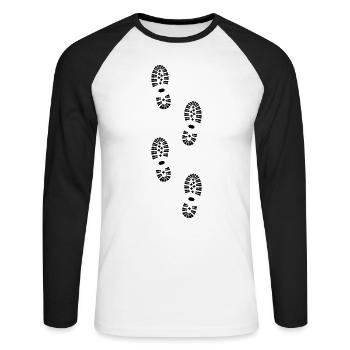 Footprints, hiking (super cheap) - T-shirt baseball manches longues Homme - blanc/noir - Devant - Nik (191cm)