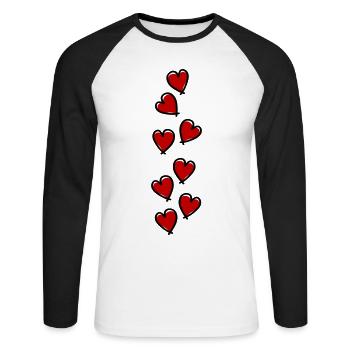 Hearts Love Symbol - Unisex Long Sleeve Baseball T-Shirt - white/black - Front - Nik (191cm)
