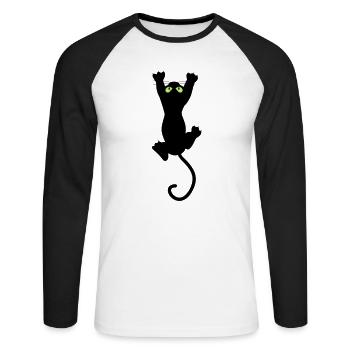 Cat fun - T-shirt baseball manches longues Homme - blanc/noir - Devant - Nik (191cm)