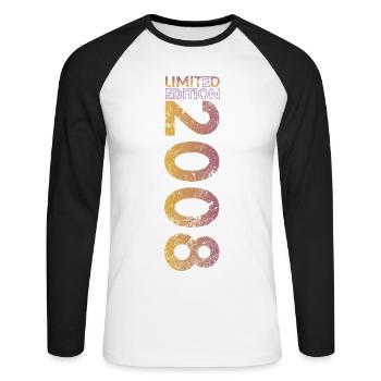 Limited Edition 2008 18. Geburtstag Geschenk - Unisex Baseballshirt langarm - Weiß/Schwarz - Vorne - Nik (191cm)