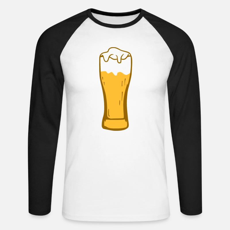 Weizenbier Bierglas - Unisex Baseballshirt langarm - Weiß/Schwarz