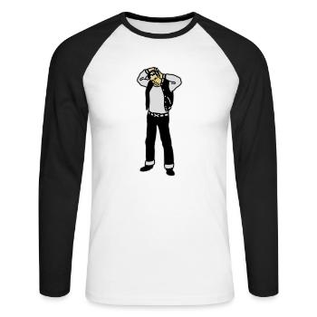 Rockabilly Boy - Unisex Long Sleeve Baseball T-Shirt - white/black - Front - Nik (191cm)