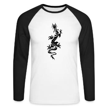 chinese dragon tribal - Unisex Long Sleeve Baseball T-Shirt - white/black - Front - Nik (191cm)