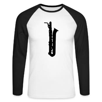 saxophone brass instrument music - Unisex Long Sleeve Baseball T-Shirt - white/black - Front - Nik (191cm)