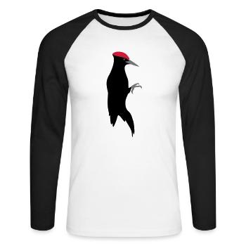 Pic noir - T-shirt baseball manches longues Homme - blanc/noir - Devant - Nik (191cm)