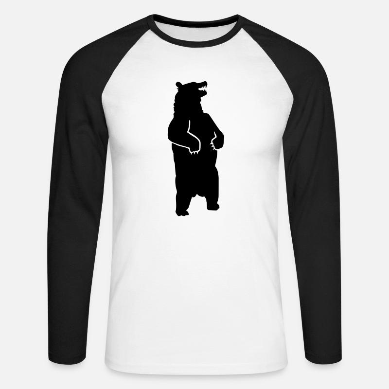 Bär - Unisex Baseballshirt langarm - Weiß/Schwarz